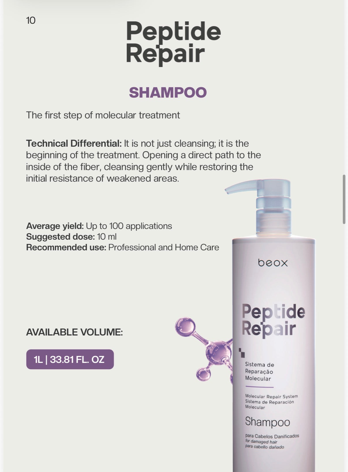 Beox Peptide Repair Molecular Hair Repair System for Damaged & Bleached Hair