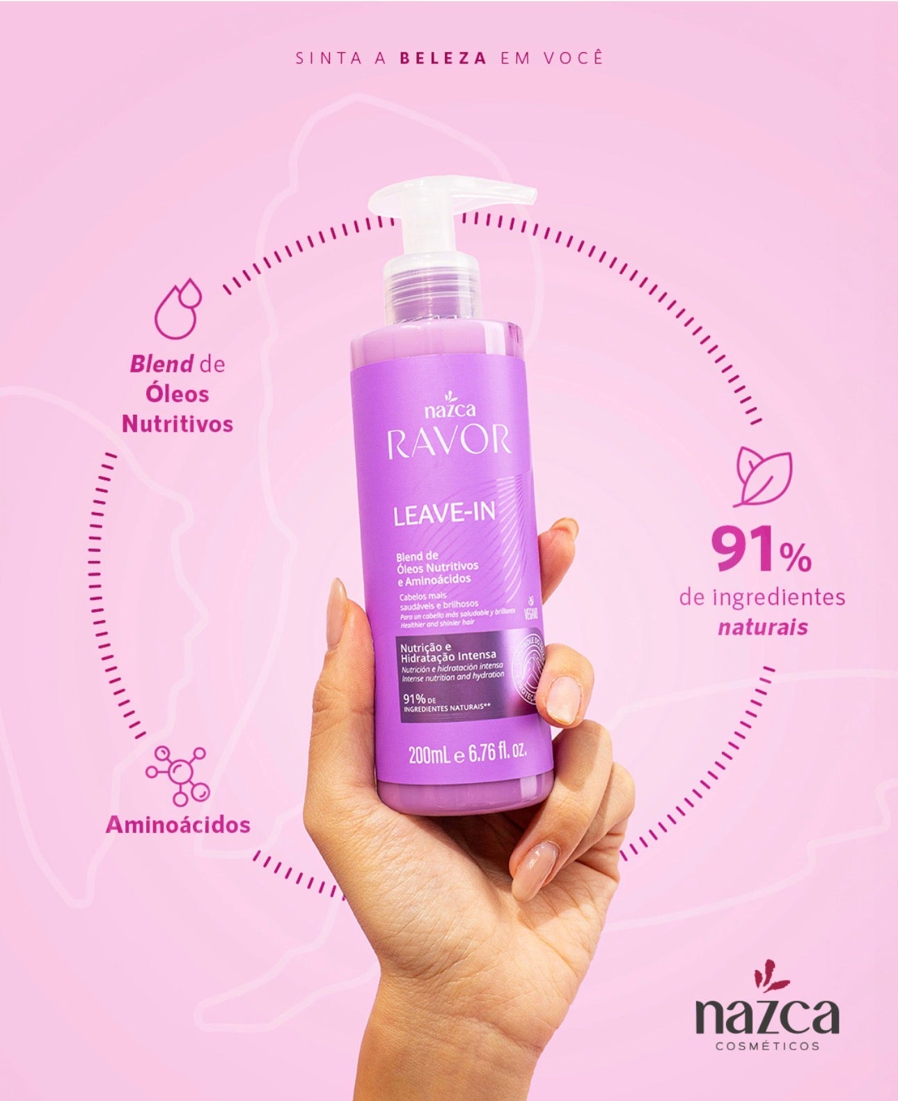 Nazca Ravor Leave-In Conditioner 200ml – Deep Hydration Hair Cream with Amino Acids & Nutritive Oils | Anti-Frizz, Shine & Damage Repair | 91% Natural Igredients 