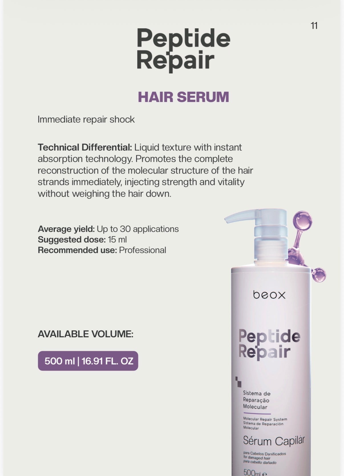Beox Peptide Repair Molecular Hair Repair System for Damaged & Bleached Hair