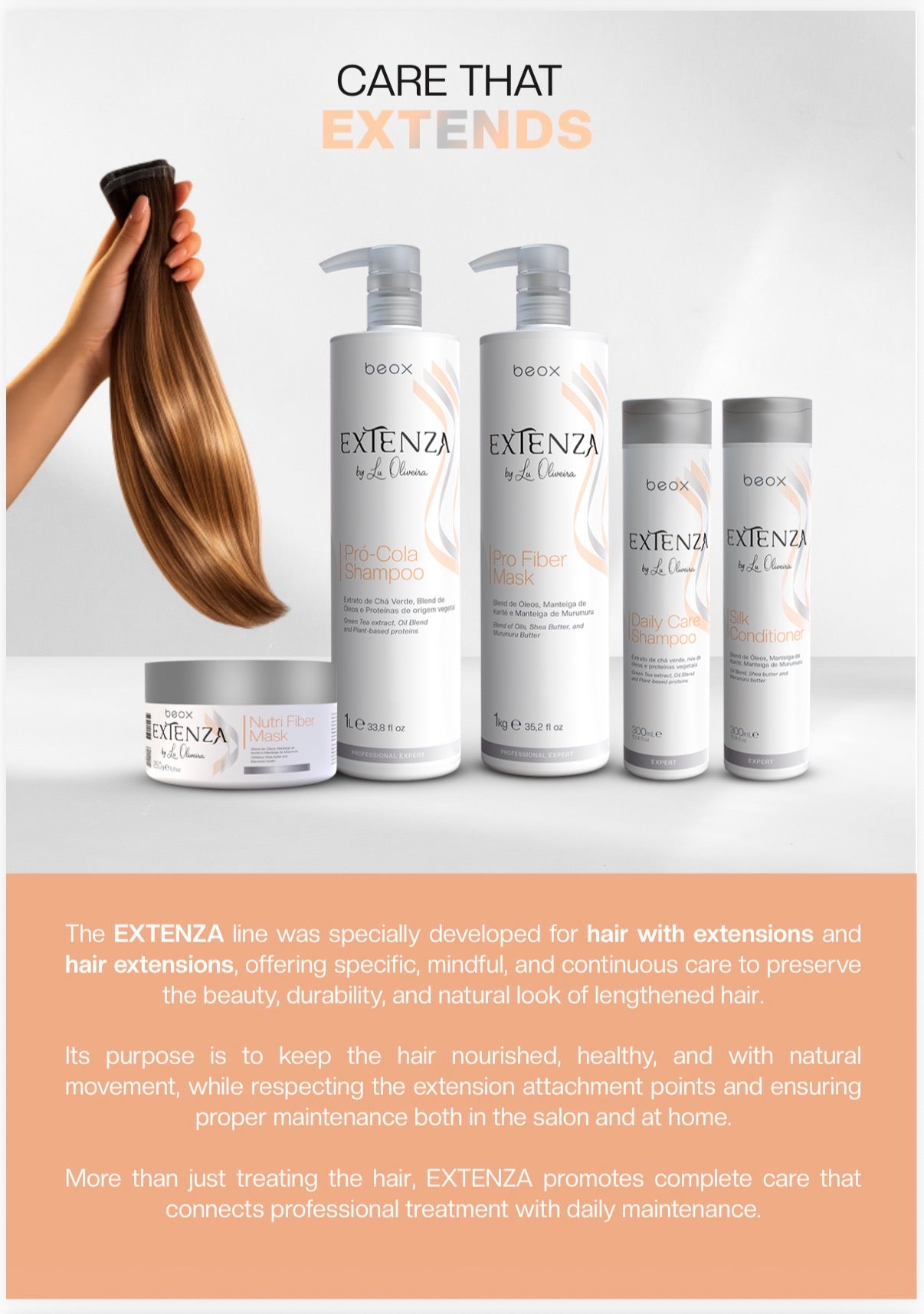 Beox Extenza Home Care Kit for Hair Extensions – 3 Piece Set