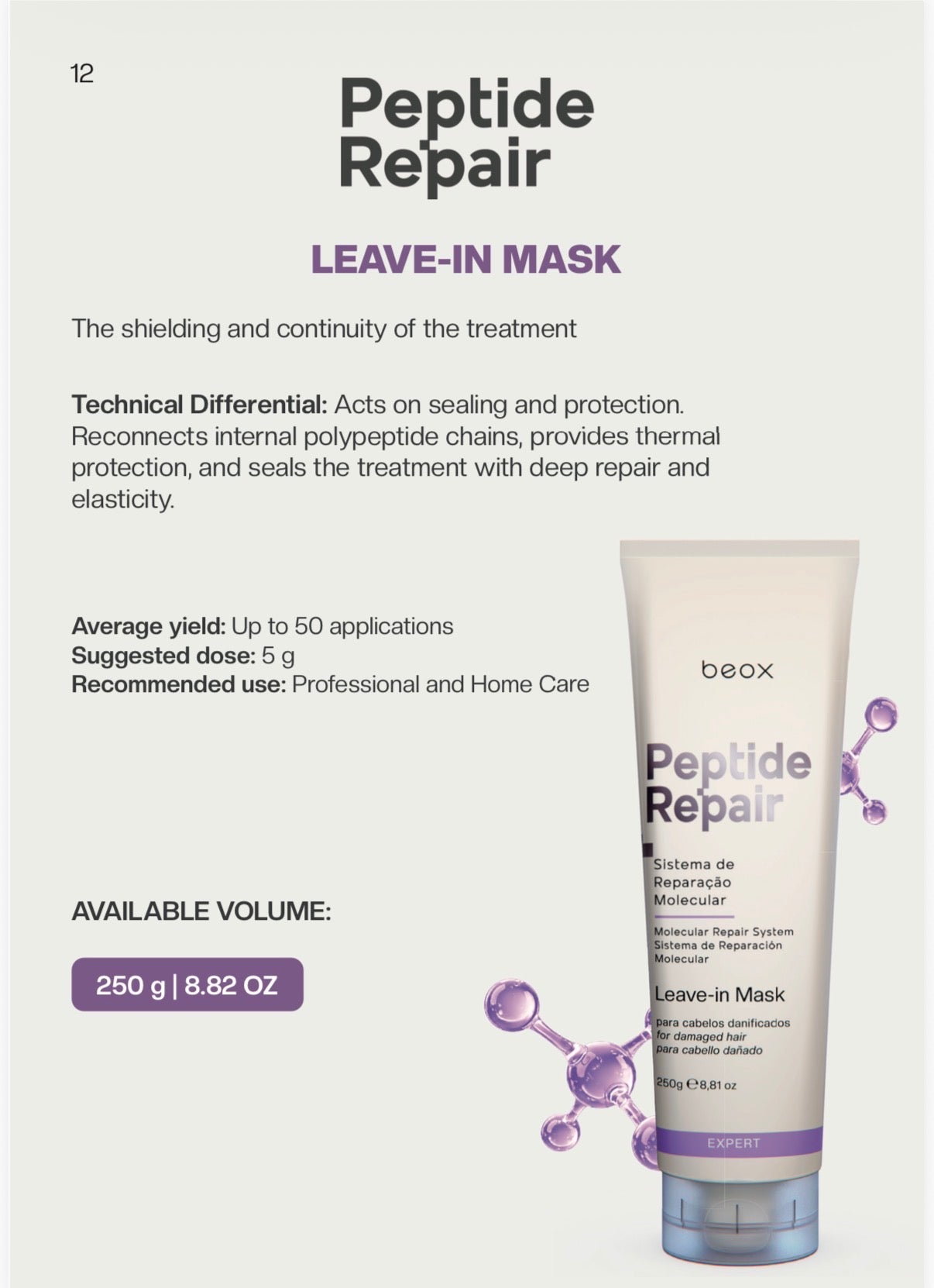 Beox Peptide Repair Molecular Hair Repair System for Damaged & Bleached Hair