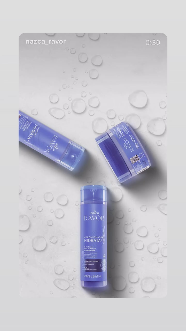 Nazca Ravor Hidrata+ Hair Hydration Kit – Moisturizing Shampoo, Conditioner and Deep Repair Hair Mask with D-Panthenol, Avocado Oil & Amino Acids for Dry, Damaged and Chemically Treated Hair